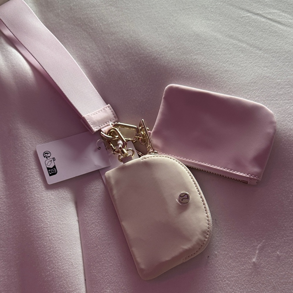 Pink Lululemon Nylon Mini Wristlet Key Pouch